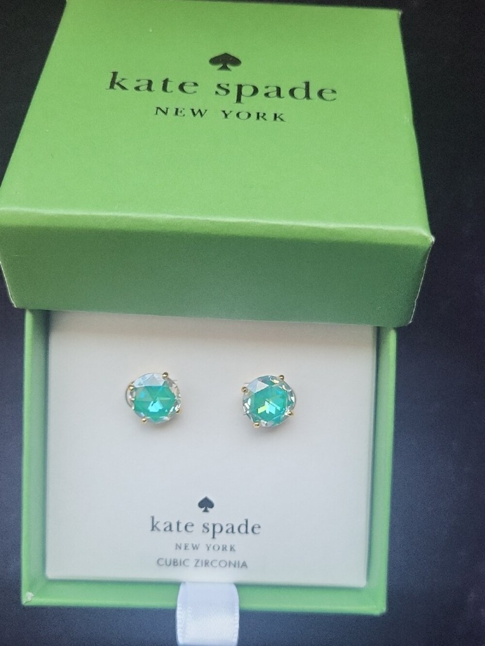 kate spade aqua-green crystal stud earrings - Picture 3 of 6